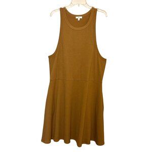 BP. Womens Ribbed Sleeveless Swing Dress 3X Brown Polyester Blend Tank Dress